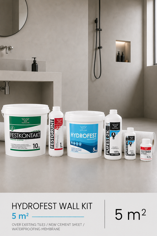 HYDROFEST - INSTANT MICROCEMENT FOR BATHROOM - WALL KIT 5m2