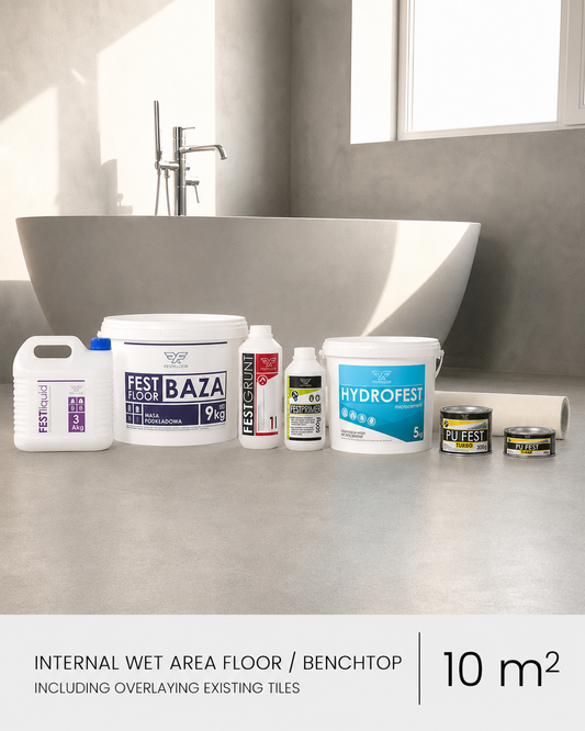 HYDROFEST -  INSTANT MICROCEMENT FOR BATHROOM FLOOR/ BENCHTOP KIT  10m2
