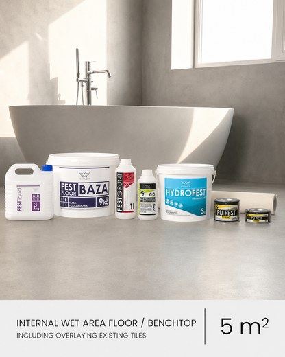 HYDROFEST -  INSTANT MICROCEMENT FOR BATHROOM FLOOR/ BENCHTOP KIT  5m2