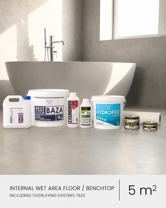 HYDROFEST -  INSTANT MICROCEMENT FOR BATHROOM FLOOR/ BENCHTOP KIT  5m2