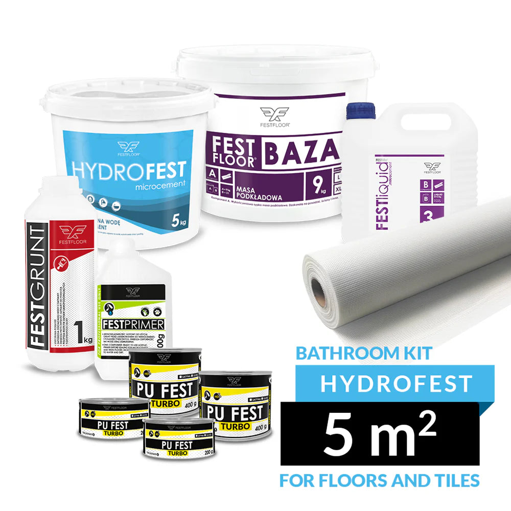 HYDROFEST -  INSTANT MICROCEMENT FOR BATHROOM FLOOR/ BENCHTOP KIT 5m2 / 10 m2